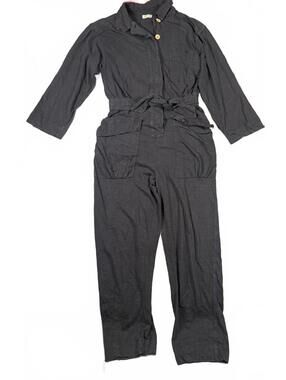 Free People Utility Jumpsuit XS Charcoal Gray Tie Waist Workwear Style